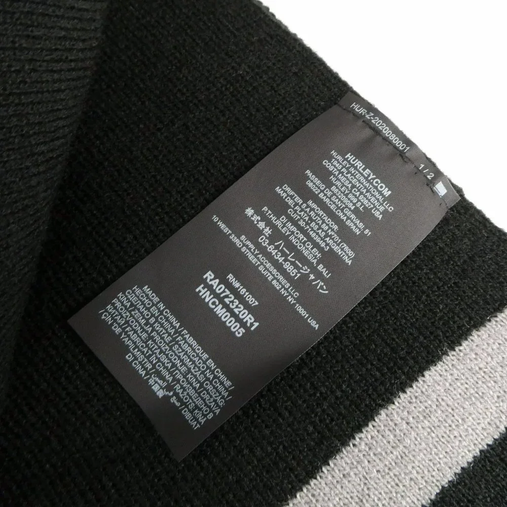 Hurley New Yorker Beanie Hat and Scarf Set Black One Size NWT - Picture 3 of 6